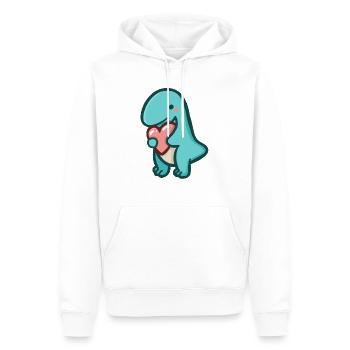 hugadino T-Rex mit Herz, Dino, süßer Dinosaurier - Männer Premium Bio Hoodie - Weiß - Vorne - Nico (187cm)