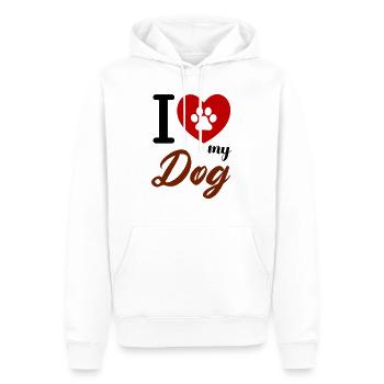 i love my dog - Männer Premium Bio Hoodie - Weiß - Vorne - Nico (187cm)