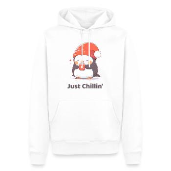 Niedlicher Pinguin mit Weihnachtsmütze - Männer Premium Bio Hoodie - Weiß - Vorne - Nico (187cm)