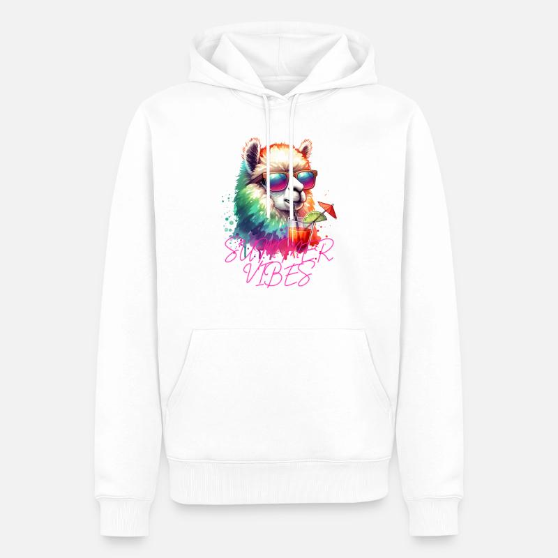 Lama alpaga d’été - Sweat à capuche Premium bio Homme - blanc