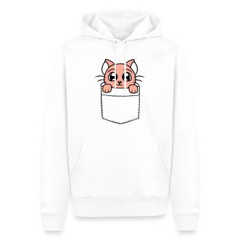 Little Cat Cute In Bag Chest Pocket Shirt Bag - Men’s Premium Organic Hoodie - white - Front - Nico (187cm)