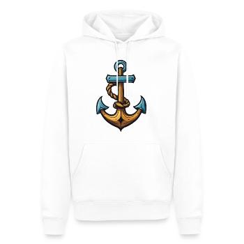 Symbole d’ancre Port - Sweat à capuche Premium bio Homme - blanc - Devant - Nico (187cm)