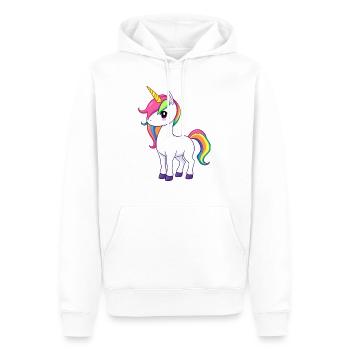 Illustration fantastique de licorne arc-en-ciel - Sweat à capuche Premium bio Homme - blanc - Devant - Nico (187cm)