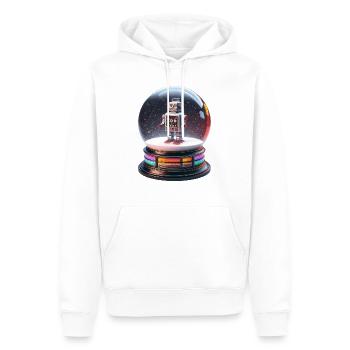 Snow Globe Robot 80s retro Sci-Fi - Men’s Premium Organic Hoodie - white - Front - Nico (187cm)