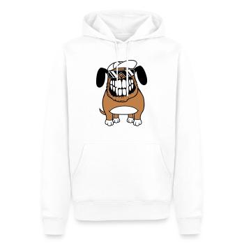 chien monstre méchant dangereux dents sourire sourire - Sweat à capuche Premium bio Homme - blanc - Devant - Nico (187cm)