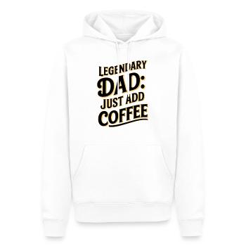 Père légendaire : Il suffit d’ajouter du café - Sweat à capuche Premium bio Homme - blanc - Devant - Nico (187cm)