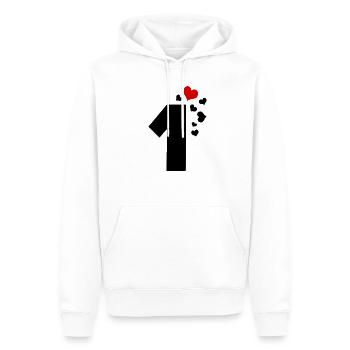 1 Herzen Nummer Eins 1. Jubiläum - Männer Premium Bio Hoodie - Weiß - Vorne - Nico (187cm)