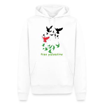 Palestine libre, colombes, liberté, guerre, Palestine - Sweat à capuche Premium bio Homme - blanc - Devant - Nico (187cm)