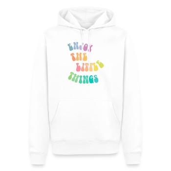 Enjoy the little things - Geschenkidee - Geschenk - Männer Premium Bio Hoodie - Weiß - Vorne - Nico (187cm)