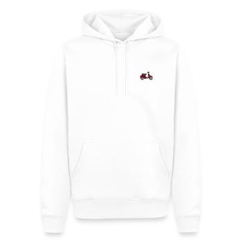 Motorroller bestickt - Männer Premium Bio Hoodie - Weiß - Vorne - Nico (187cm)