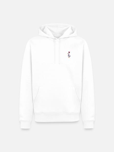 Gans mit Herzluftballon bestickt - Männer Premium Bio Hoodie - Weiß
