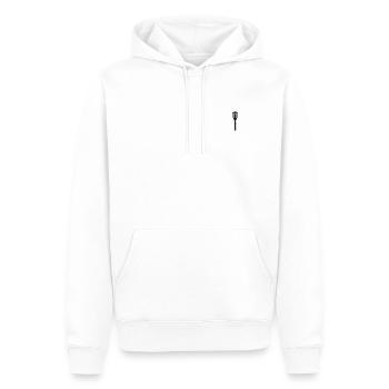 Frusta ricamata - Felpa con cappuccio ecologica premium da uomo - bianco - Fronte - Nico (187cm)