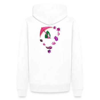 Parapluie pailleté et anneau de fleurs - Sweat à capuche Premium bio Homme - blanc - Dos - Nico (187cm)
