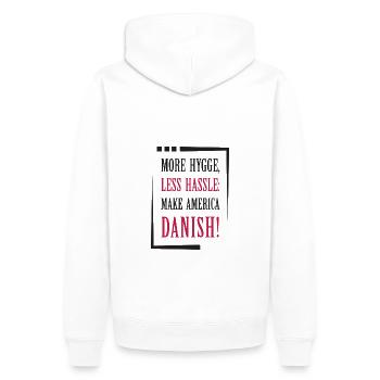 Danish Vibes pour l’Amérique -3 - Sweat à capuche Premium bio Homme - blanc - Dos - Nico (187cm)