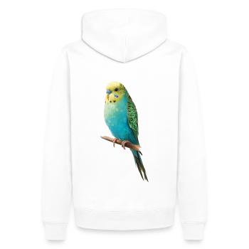 Perruche ondulée - Sweat à capuche Premium bio Homme - blanc - Dos - Nico (187cm)