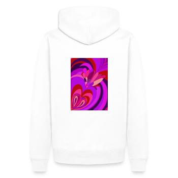 Psychedelisches Herz - Männer Premium Bio Hoodie - Weiß - Hinten - Nico (187cm)