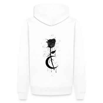 Gothic Moon Rose - Black Metal - Men’s Premium Organic Hoodie - white - Back - Nico (187cm)