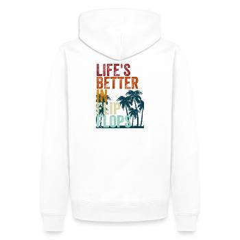 Life's better in Flip Flops - Männer Premium Bio Hoodie - Weiß - Hinten - Nico (187cm)
