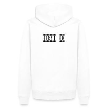 First_AD - Männer Premium Bio Hoodie - Weiß - Hinten - Nico (187cm)