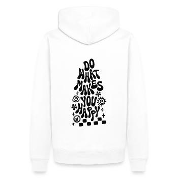 Do What Makes You Happy Retro Spruch - Männer Premium Bio Hoodie - Weiß - Hinten - Nico (187cm)