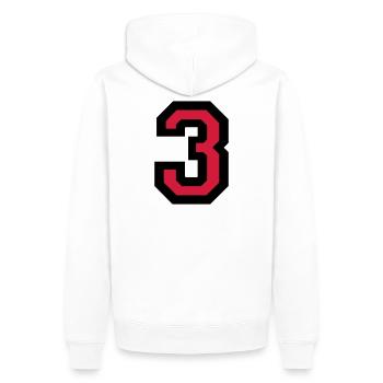 Numéro trois - Le numéro 3 - Sweat à capuche Premium bio Homme - blanc - Dos - Nico (187cm)