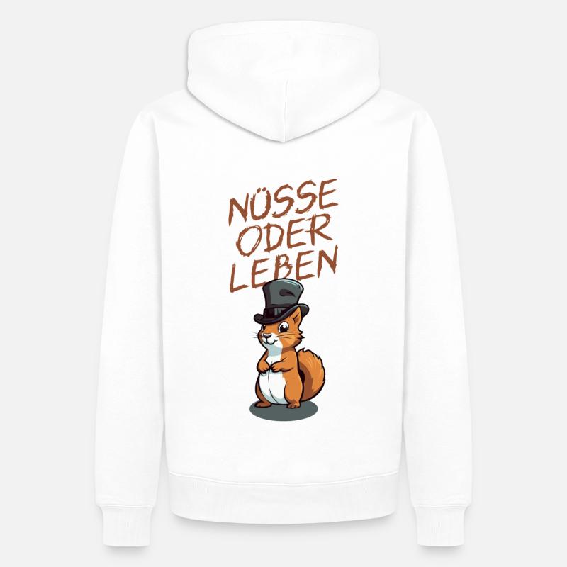 Nüsse Oder Leben - dunkel - Männer Premium Bio Hoodie - Weiß