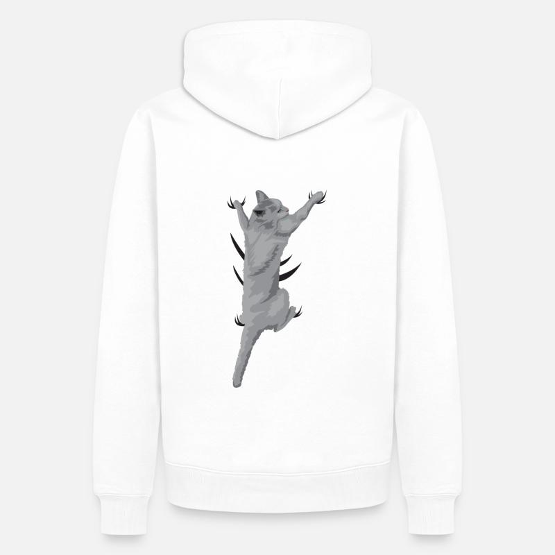 Chat Escalade 3D (chat) - Sweat à capuche Premium bio Homme - blanc