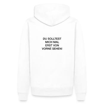 Kleiner Tipp! - Männer Premium Bio Hoodie - Weiß - Hinten - Nico (187cm)