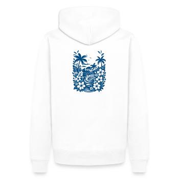 Beach Blue - Männer Premium Bio Hoodie - Weiß - Hinten - Nico (187cm)