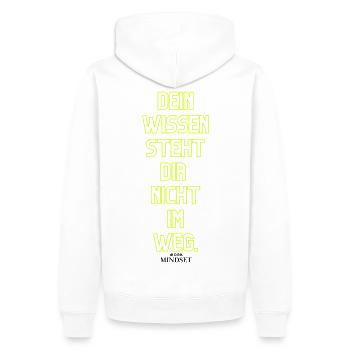 Dein Wissen Steht Dir Nicht Im Weg - Männer Premium Bio Hoodie - Weiß - Hinten - Nico (187cm)
