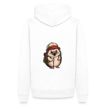 Hérisson avec sac à dos en mouvement - Sweat à capuche Premium bio Homme - blanc - Dos - Nico (187cm)