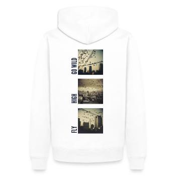 Fly high - Men’s Premium Organic Hoodie - white - Back - Nico (187cm)