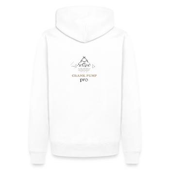 CrankPumpPro - Männer Premium Bio Hoodie - Weiß - Hinten - Nico (187cm)