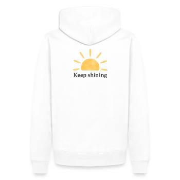 Keep Shining – Sonne – Minimalistisch - Männer Premium Bio Hoodie - Weiß - Hinten - Nico (187cm)