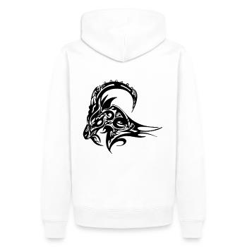 Widder Steinbock Schafbock mit Hörnern - Männer Premium Bio Hoodie - Weiß - Hinten - Nico (187cm)