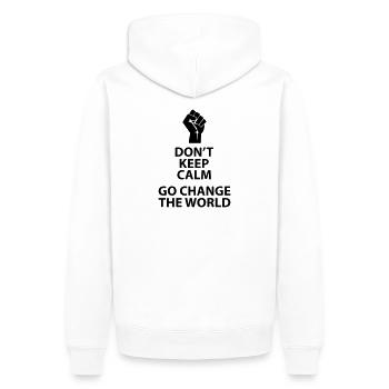 change the world - Sweat à capuche Premium bio Homme - blanc - Dos - Nico (187cm)