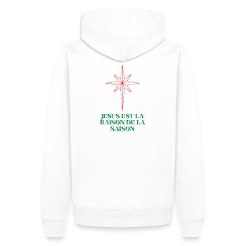 Weihnachtsstern mit religiösem Zitat - Männer Premium Bio Hoodie - Weiß - Hinten - Nico (187cm)