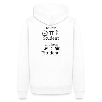 Unispruch "Ich bin MINT Student" Studenten - Männer Premium Bio Hoodie - Weiß - Hinten - Nico (187cm)