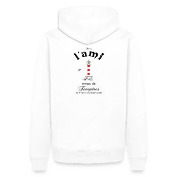 Friend in French/German - Men’s Premium Organic Hoodie - white - Back - Nico (187cm)