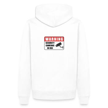 ÜBERWACHUNGSKAMERAS IM EINSATZ - Männer Premium Bio Hoodie - Weiß - Hinten - Nico (187cm)