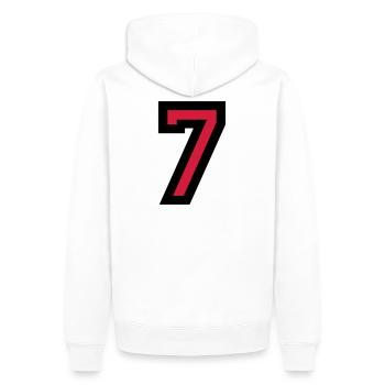 Le numéro 7 - Nombre Seven - Sweat à capuche Premium bio Homme - blanc - Dos - Nico (187cm)