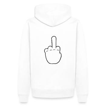 Hand middle finger | BP | Black/White - Männer Premium Bio Hoodie - Weiß - Hinten - Nico (187cm)