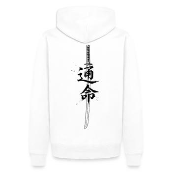 Samurai Katana Shirt, Japan - Men’s Premium Organic Hoodie - white - Back - Nico (187cm)