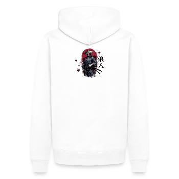 Shadow samurai in autumn red - Men’s Premium Organic Hoodie - white - Back - Nico (187cm)