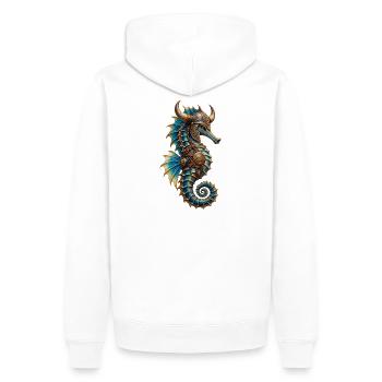 Wikinger-Seepferdchen - Männer Premium Bio Hoodie - Weiß - Hinten - Nico (187cm)