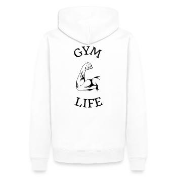 Thème d’haltérophilie à main forte - Sweat à capuche Premium bio Homme - blanc - Dos - Nico (187cm)
