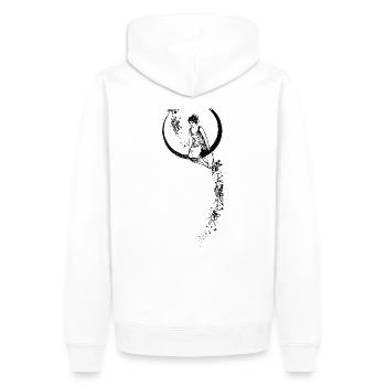 Femme assise sur la lune Vintage Illustration - Sweat à capuche Premium bio Homme - blanc - Dos - Nico (187cm)