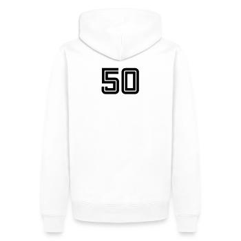 50f - Männer Premium Bio Hoodie - Weiß - Hinten - Nico (187cm)