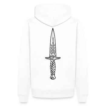 Minimalistisches schwarz-weiß Dolch-Line Art - Männer Premium Bio Hoodie - Weiß - Hinten - Nico (187cm)