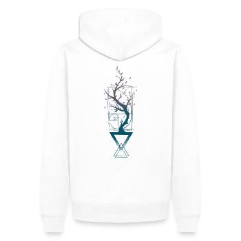 Geometrischer Baum - Männer Premium Bio Hoodie - Weiß - Hinten - Nico (187cm)